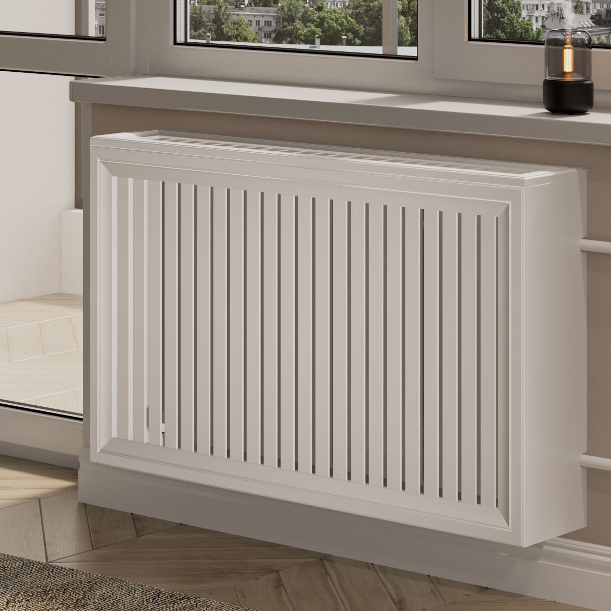 картинка Короб на батарею отопления с фигурным профилем из реек Pro Lux от магазина Эксперт Декора